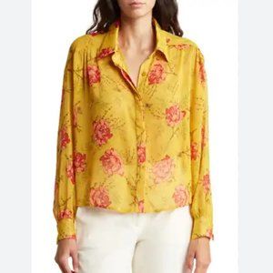 Lumiere Floral Button Up Mustard Shirt